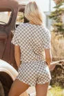 Checkerboard T Shirt and High Waist Skorts 2 Piece Outfit