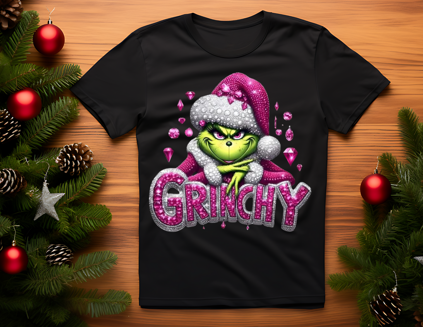 Grinchy Pink Rhinestones