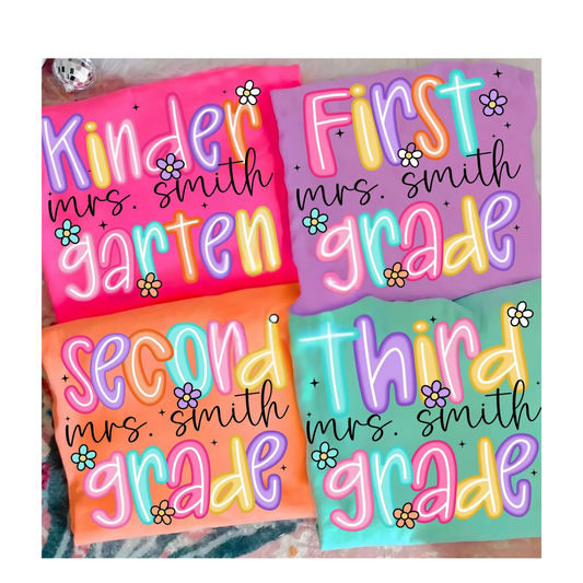 Preppy Neon Custom Grade/Name