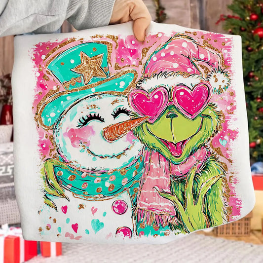 Pink Grinchmas w/ Snowman Sweatshirt
