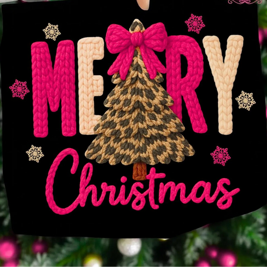 Faux Yarn Pink Merry Christmas